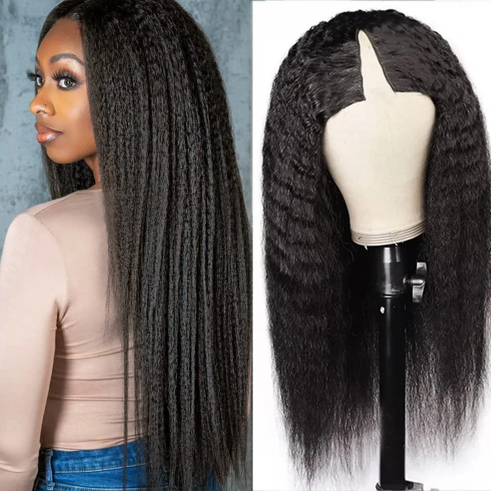 

Kinky Straight U Part Wig Human Hair With Clips No Leave Out V Part Wigs For Black Women Brazilian Hair 180% Remy Machine Made