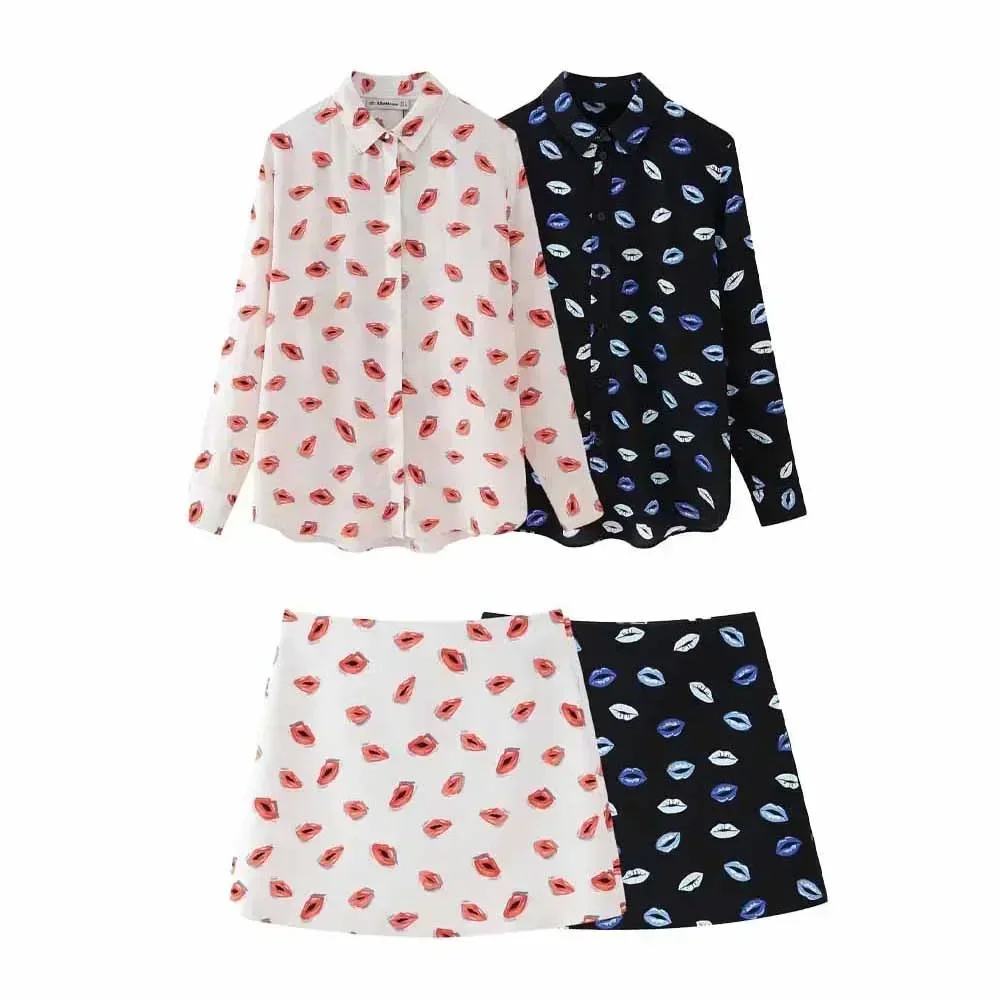 

Women's 2024 New Fashion Print Decoration Casual Asymmetric Women's Shirt Retro Long sleeved Button up Women's Shirt Chic Top