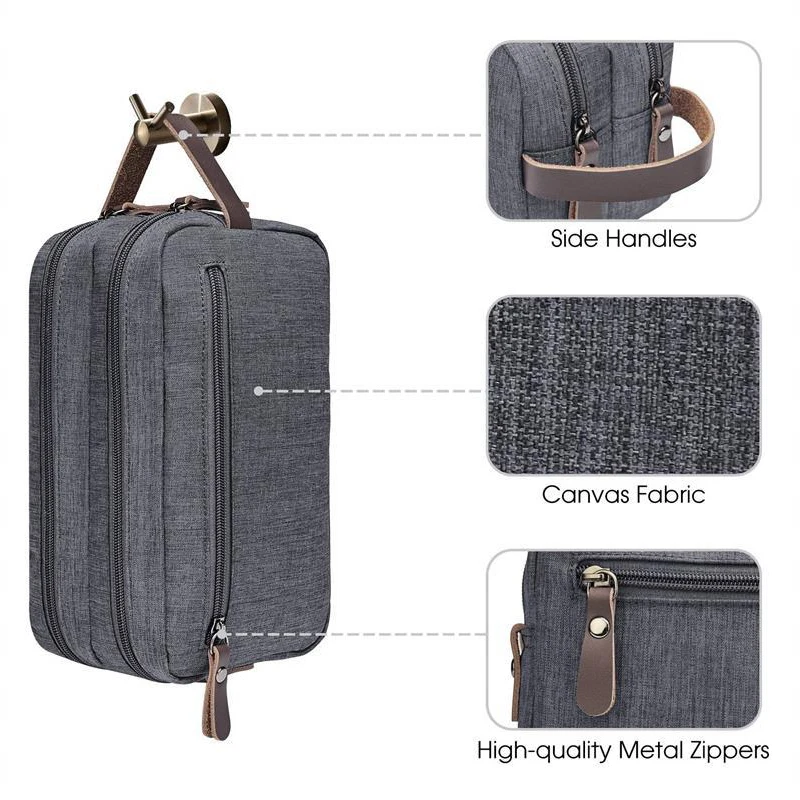 Foldable Men's Travel Toiletry Bag, Large Capacity Oxford Cloth Waterproof Bag, Double-Layer Storage for Cosmetics & Toiletries