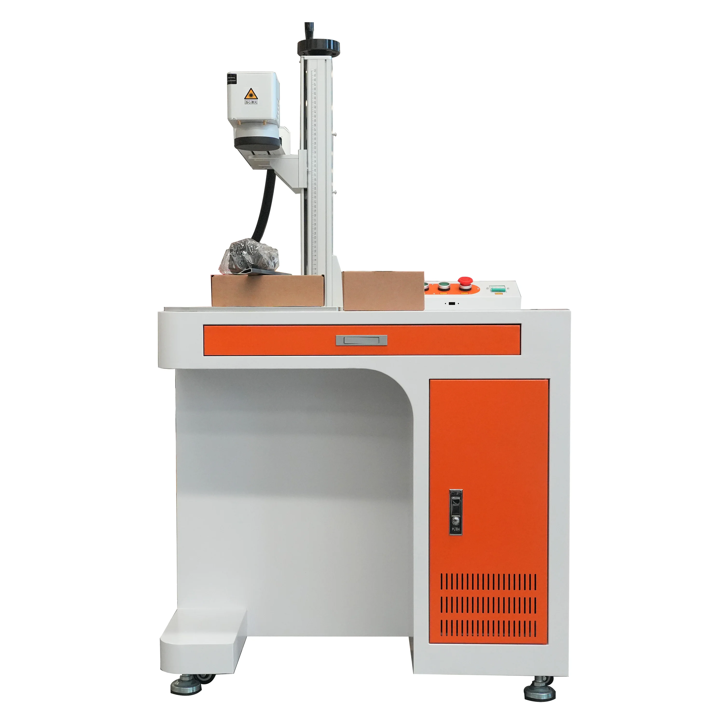 Mesin Penanda Laser Serat Kabinet Pabrik 30W 50W 100W untuk Penandaan Logam Keramik Batu Giok Handuk Mesin Pengukir Laser