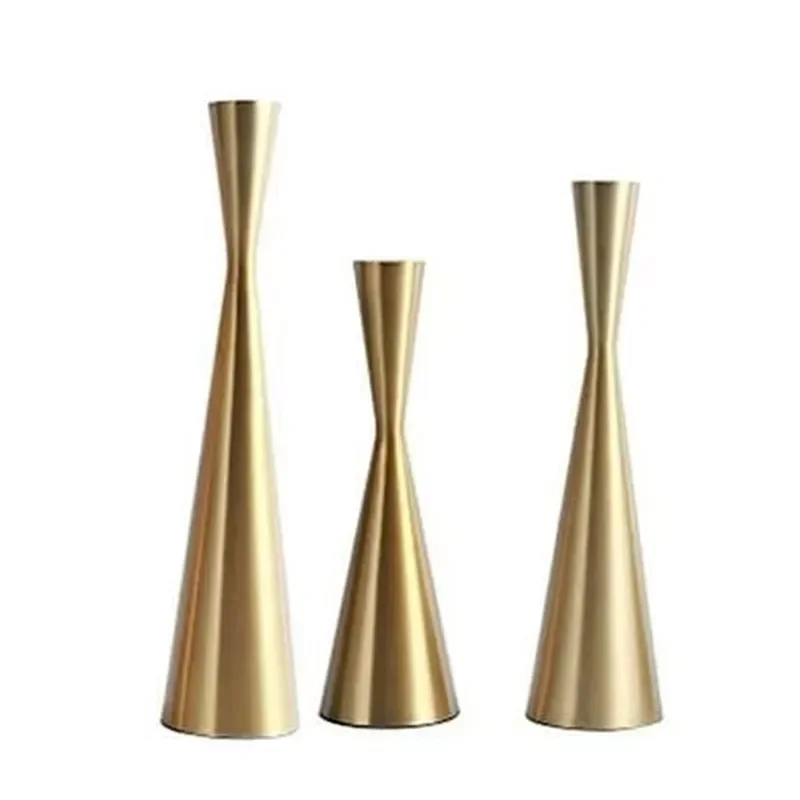 Shiny Golden Taper Candle Stand Royal Designed Home Decorative Candlestick Holder Durable Metallic Candle Holder