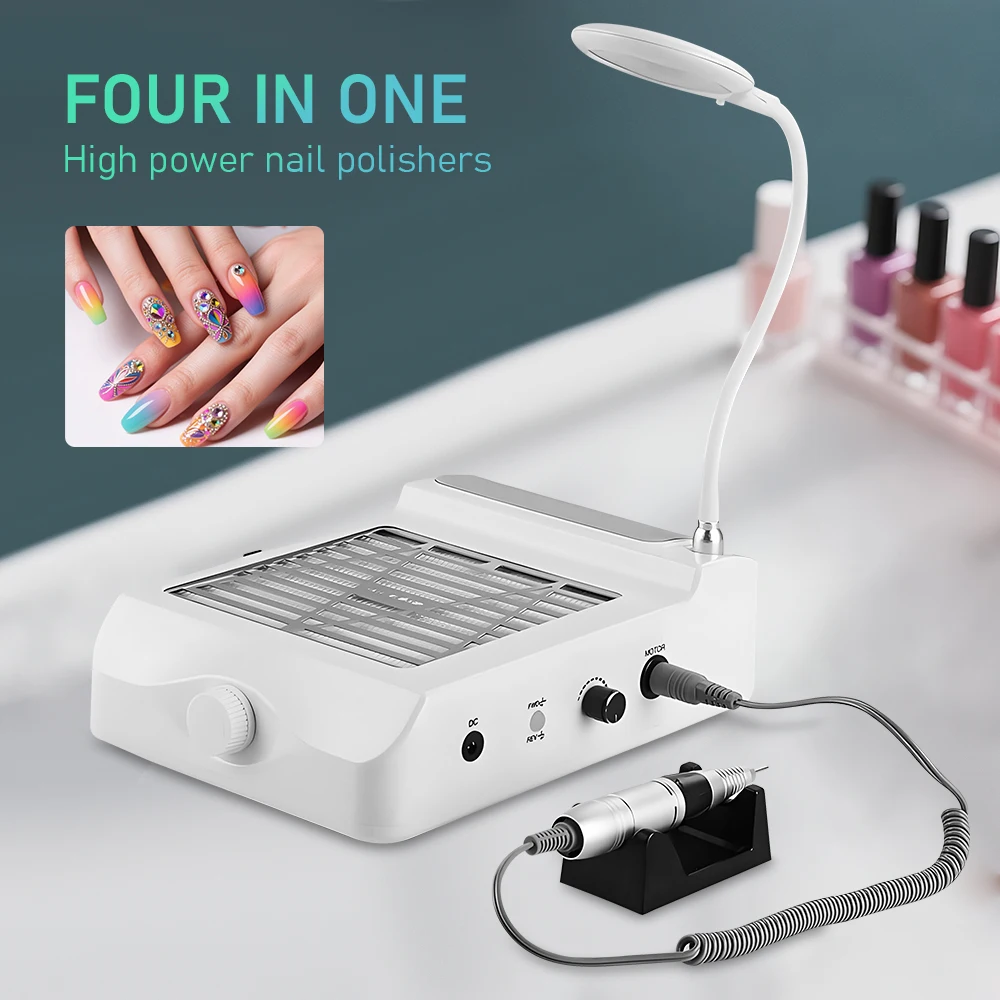 

4-в-1 маникюрный пылесборник, электрический пылеочиститель для ногтей, шлифовальная полировка, машина для ногтей, перезаряжаемая тряпка для ногтей, экстрактор для ногтей