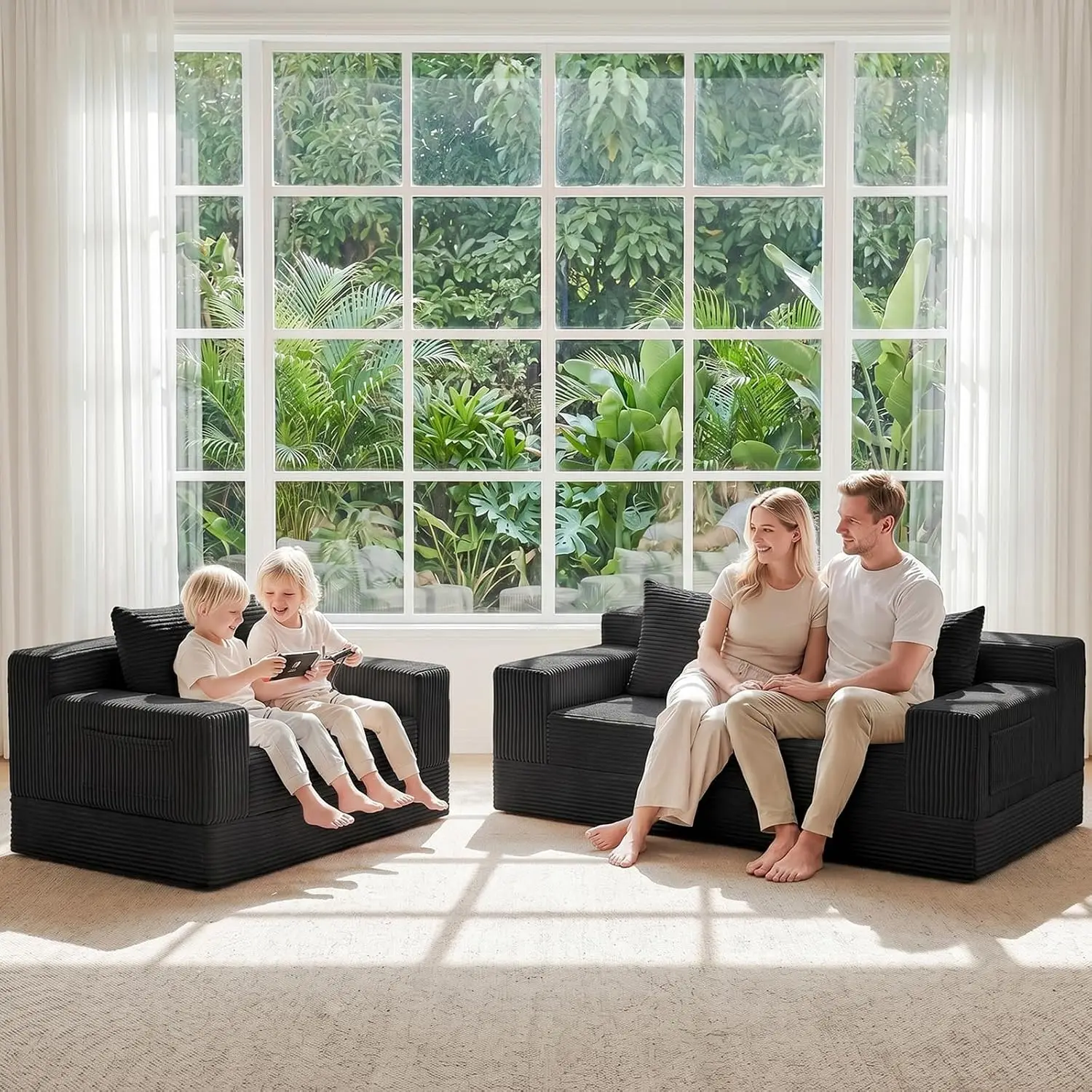 Convertible Sofa Bed,Small Boneless Couch & Boneless Loveseat,Pull Out Couch Bed for Small Spaces,Premium Luxe Corduroy Folding