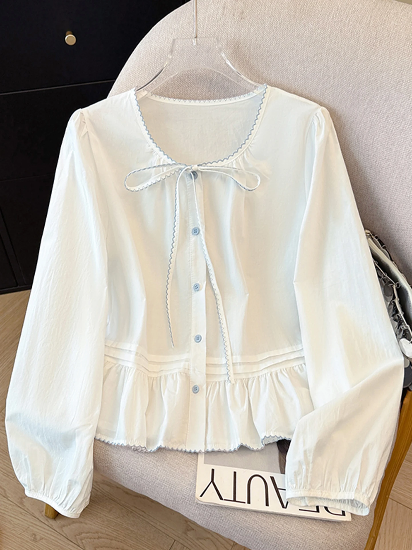 

Новая женская весенняя свободная блуза с вышивкой и узлом, дышащая, с эффектом омоложения, в стиле лотоса