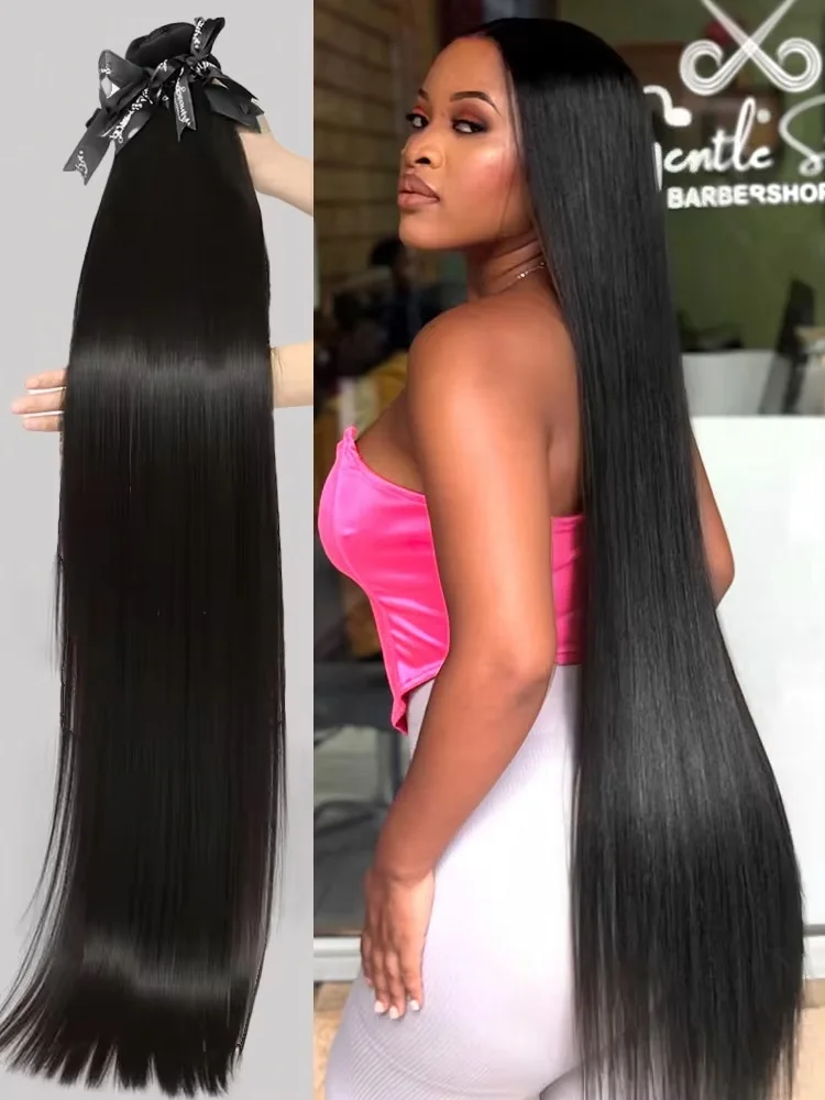 

30-дюймовые прямые пучки человеческих волос 1/4/5/6 шт. волосы Remy 100% человеческие волосы девственные необработанные пучки волос плетение наращивания натуральный черный