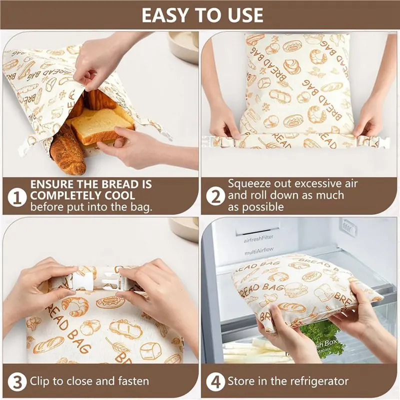 【FITTING】Reusable Beeswax Bread Bags(4 Pack), Beeswax Bags For Sourdough/Homemade Bread, Natural Cotton Bees Wax Bag