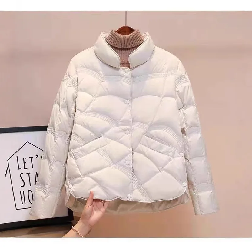 Women Lightweight Duck Down Jacket Short Style Autumn Winter Fashion White Down Coat Woman Clothing двухсторонняя куртка JK-250