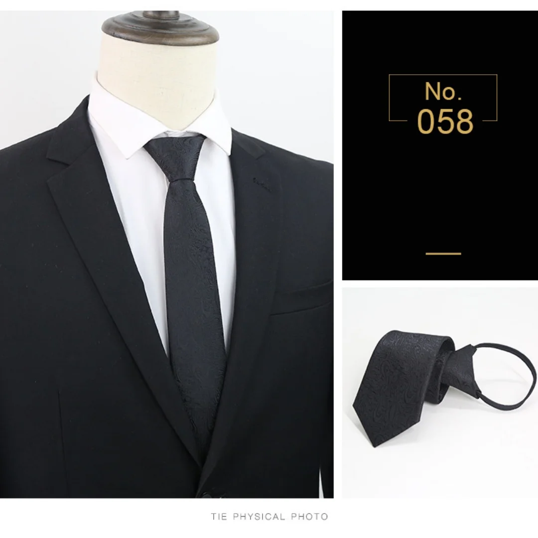 ربطات عنق سوداء بسحاب للرجال 7 سم ربطات عنق ضيقة مخططة صلبة للرجال ربطات عنق أوتوماتيكية بسحاب ربطات عنق زرقاء كسول