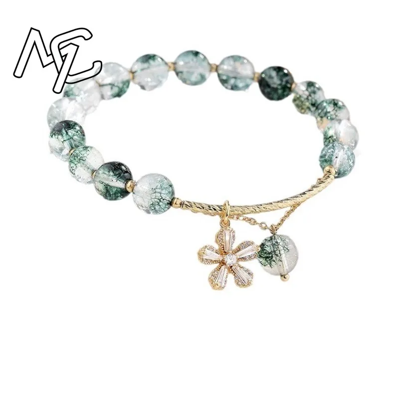 Natural Real Green Ghost Cherry Blossom Crystal Bracelets Amulet Jewelry Talismans Vintage Accessories Carved Gemstone Gifts view 5