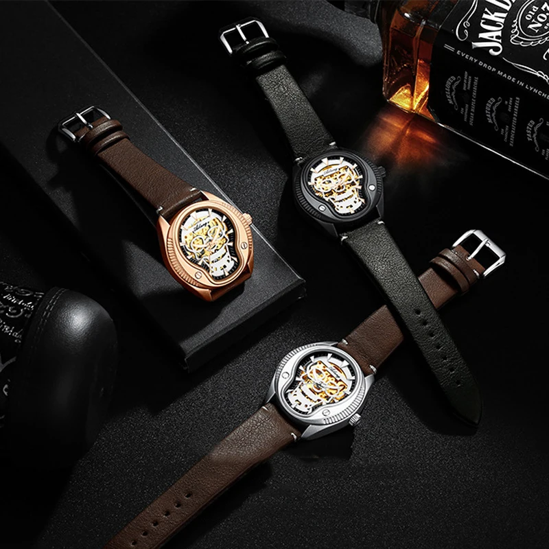 New Skull Luminous Watches Fully Automatic Men Watches Hollowed Fashion Mechanical Watches Luxury Man Watch Reloj Hombre