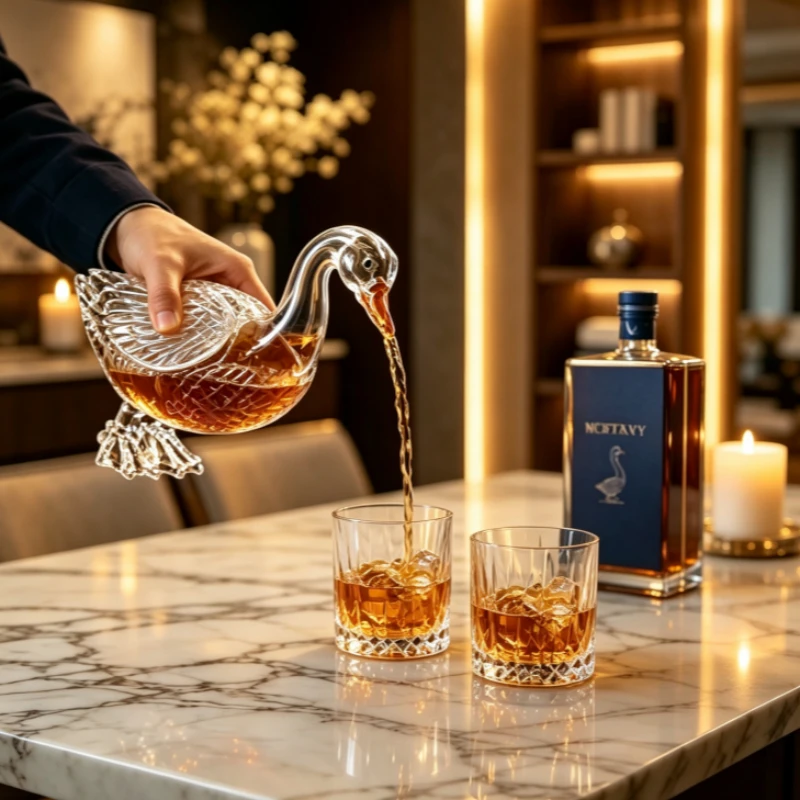 2026 New 3D Sculpted Vodka Bottle,Vodka Goose Glass Whiskey Bottle,Transparent Liquor Decanter For Bar