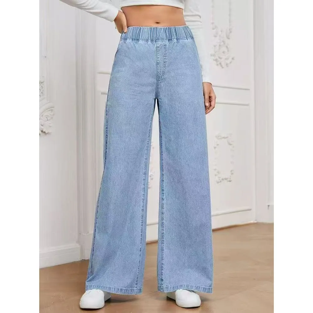 レディースストレートワイドレッグジーンズ2025新作ヴィンテージ風ドレープゆったりフィットパンツおしゃれ通勤スリムウエスト