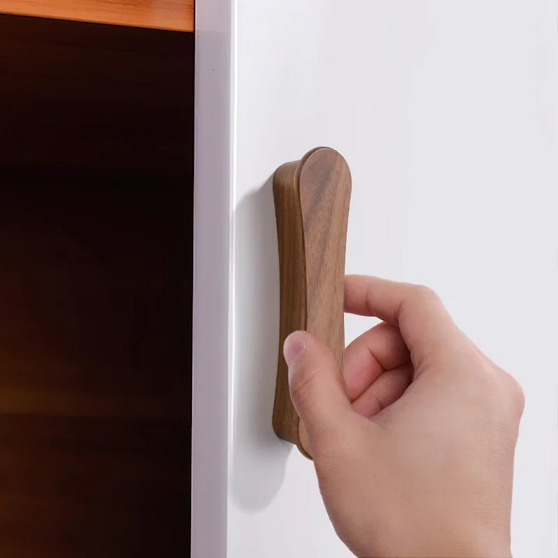 yesNordic Style Solid Wood Long Pull Cabinet Handles Minimalist Drawer Pulls for Floor-to-Ceiling Wardrobe Kitchen Cabinets