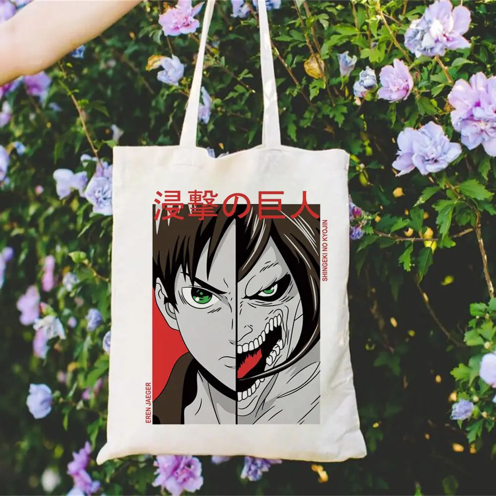 Attack on Titan Canvas Tote Bags Personalized College Digital Print Travel Shopping Bag shoulder  Handmade Art Supplies