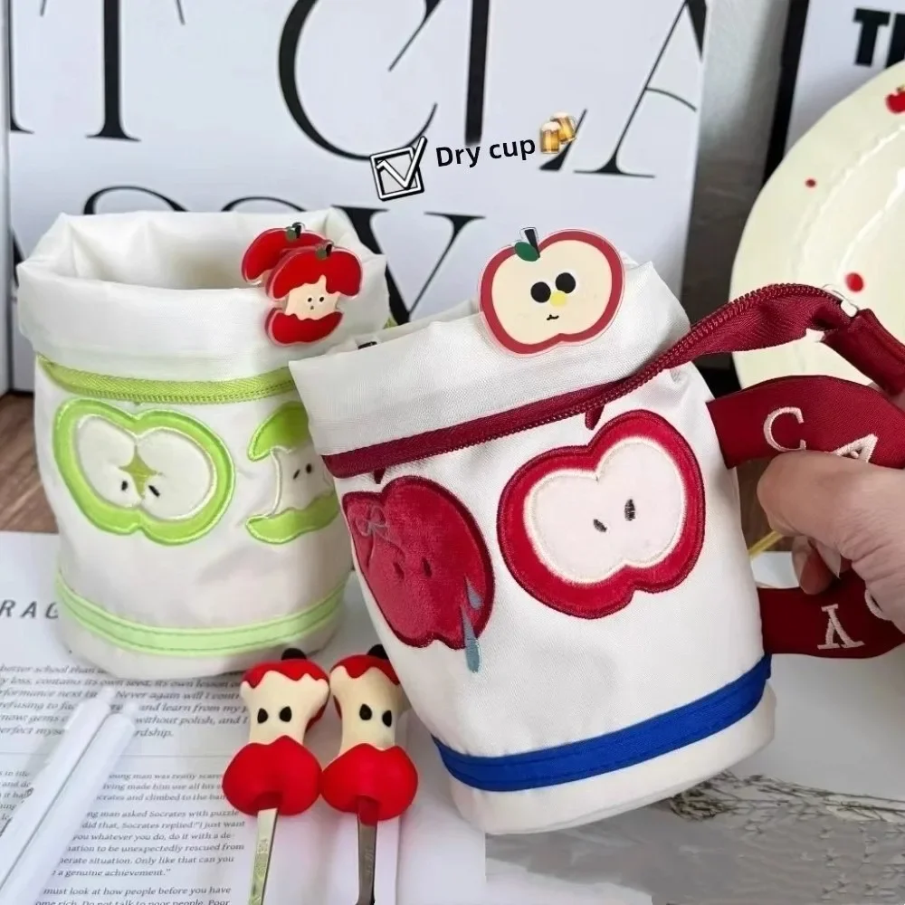 

Desktop Storage Cartoon Cat Stationery Bag Korean Style Water Cup Shape Handheld Pen Container Fruit Aesthetic