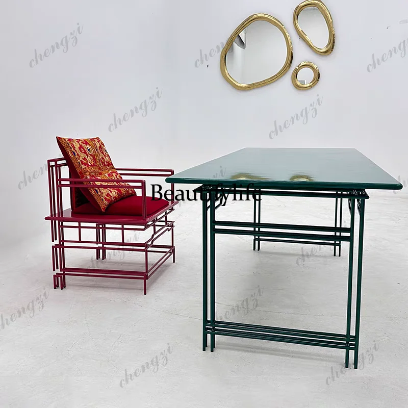 New wrought iron chair designer private custom copper and aluminum hand-forged villa European-style metal stool
