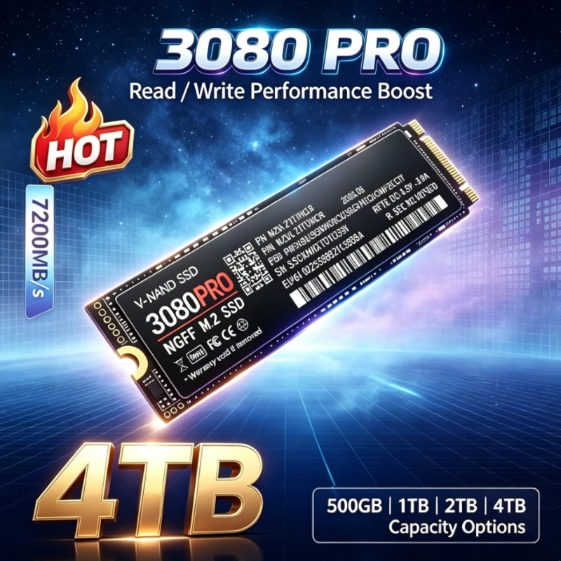 New 3080 PRO for Laptop Desktop PC 500GB 1TB 2TB 4TB SSD Internal Solid State Drive M.2 NGFF PCIe 4.0 High Speed Up to 7200MB/s