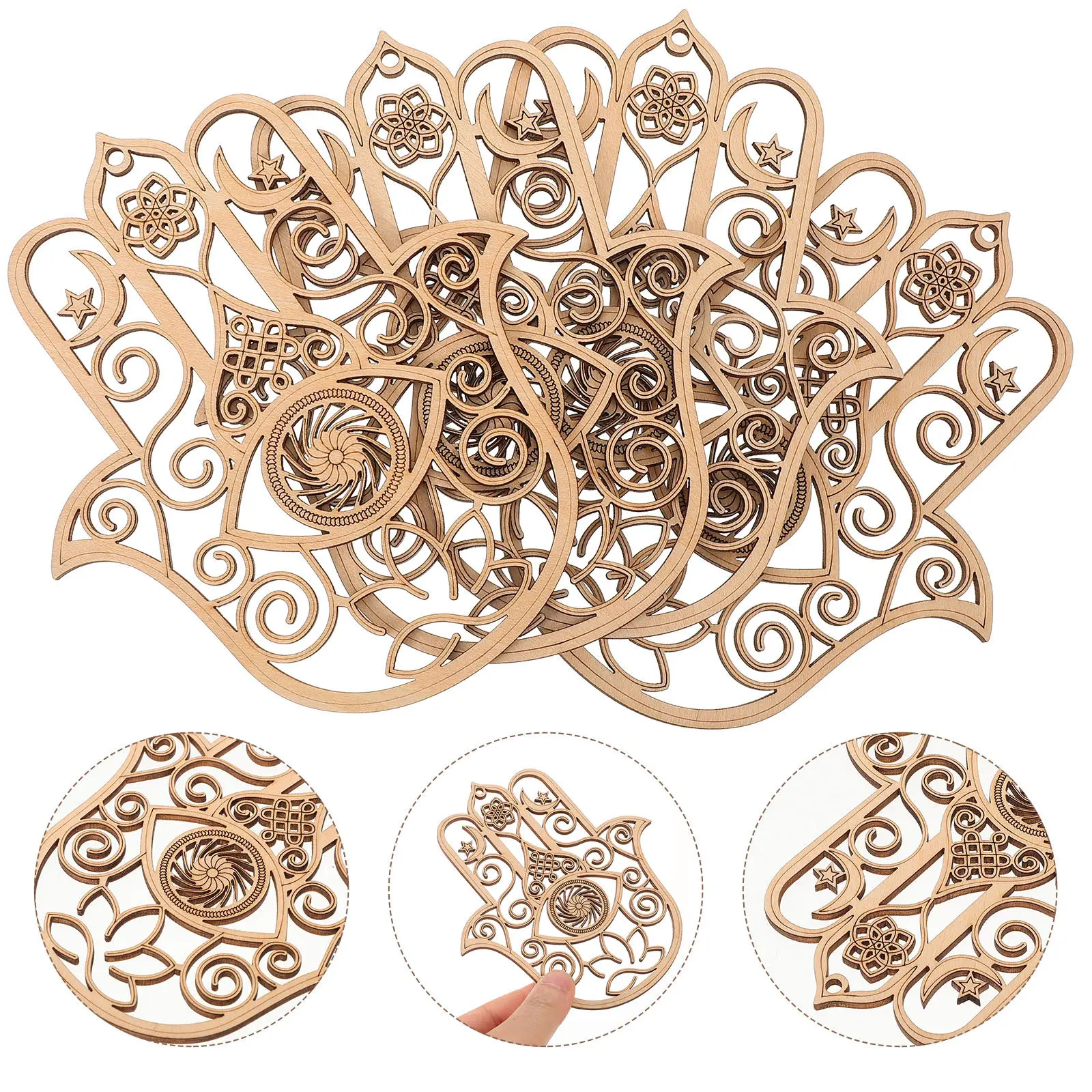 4Pcs Wooden Tea Cup Mats Natural Wood Coasters Heat Protection Anti-Skid Decorative Table Protectors for Home Kitchen Restaurant