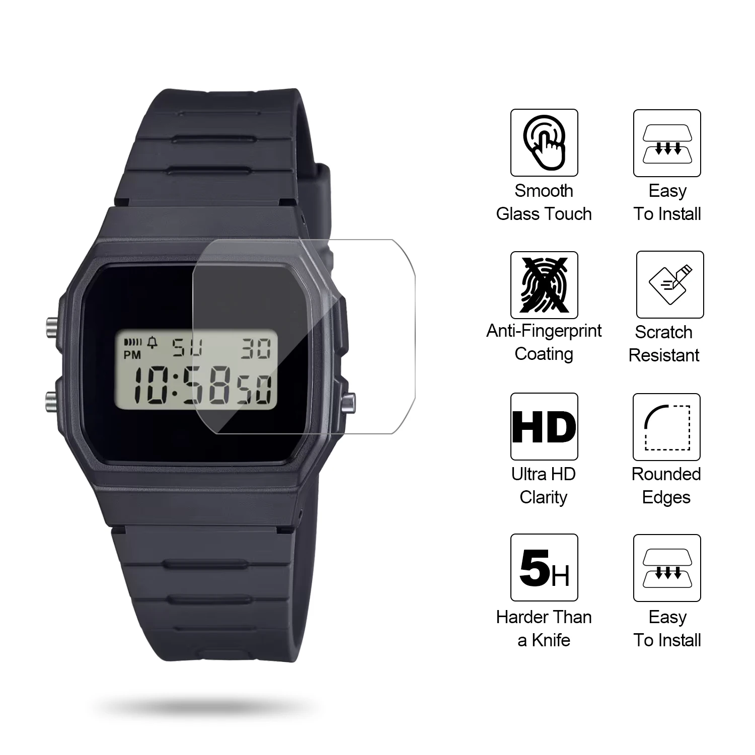 3Pcs Anti-shock Smartwatch LCD Guard Film For Men\'s Classic F91W-1 W-217 F-105W Nano Explosion-proof Screen Protector