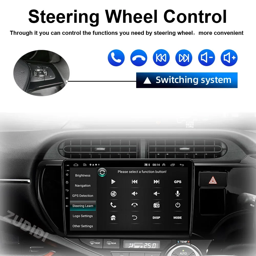 Android Auto Radio For Toyota Aqua 2011-2017 Car Stereo Multimedia Audio Video Player GPS Navigation Carplay 2 din DVD
