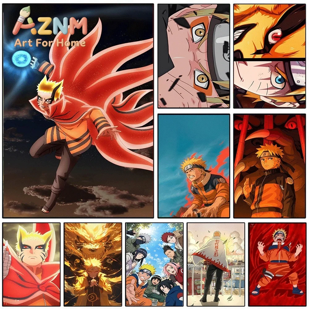 Anime Naruto Canvas Wall Art Naruto Baryon Mode With Rasengan Poster Unframed Canvas Painting Bedroom Living Room Home Wall De