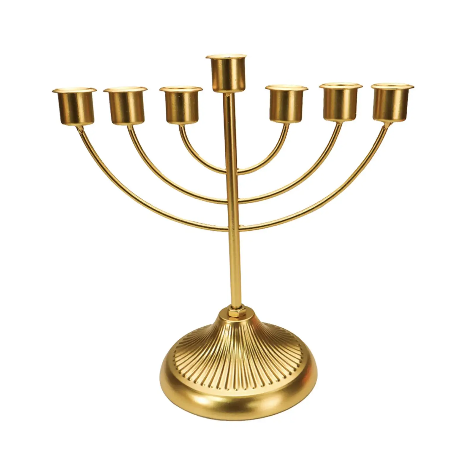 Iron Menorah Candlestick Holder Pillar Candle Table Centerpiece for Jewish Holiday and Elegant Decor
