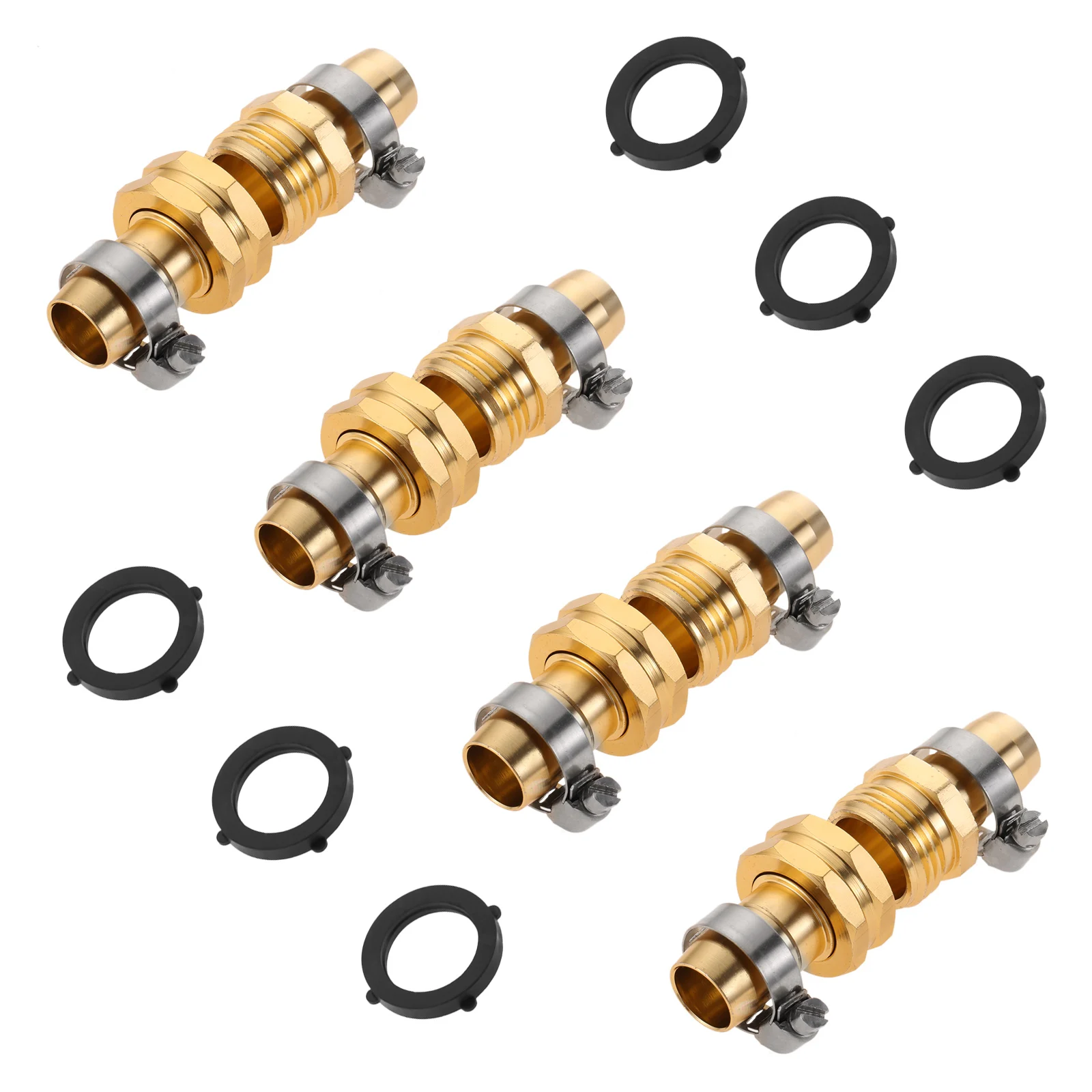 

4sets Replace Garden Hose Repair Connector with Clamps Kit Female & Male Aluminum Water Hose End for 3/4" 5/8" Hose Fittings