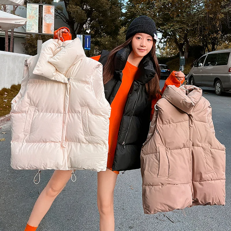 

Women's down Cotton Vest ort Sle Korean Version Bread Coat Ladies' Bal Tank Top Commute Sle Inner Wear Zipped