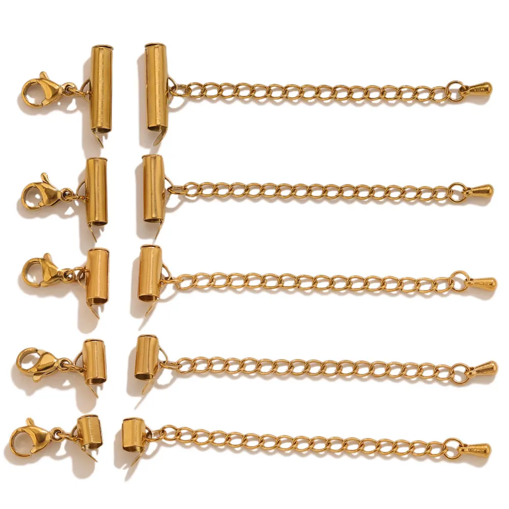 5er-Set 6-40mm Edelstahl Armband-Endverbinder, Schnallen, Rohre, Schiebeverschlüsse, Karabinerverschlüsse für DIY Schmuckherstellung – Detail 1