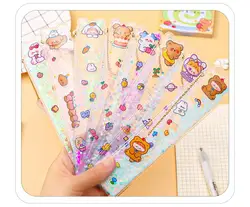 Kawaii Quicksand Bookmark Ruler Ins Girl Heart Learning Scale Multi-Function Pendant Drawing Ruler 15Cm Student Stationery