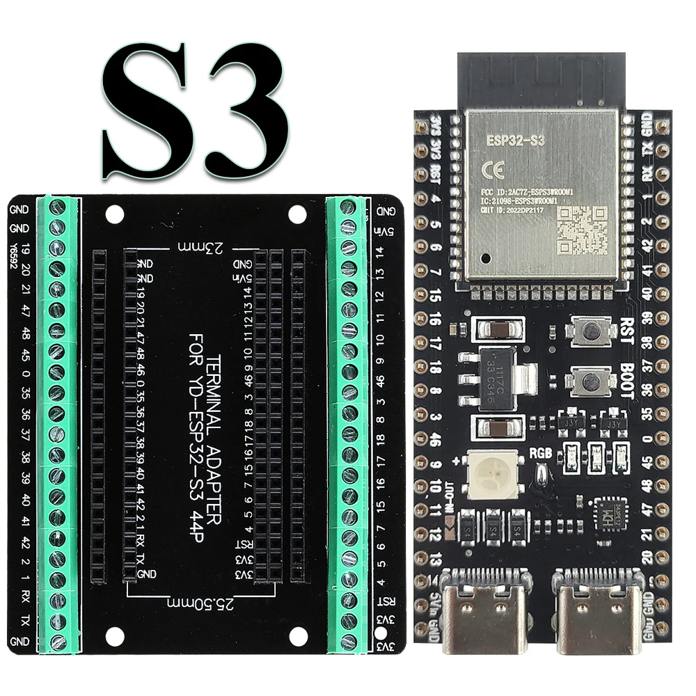 ESP32-S3 Development Boards with Expansion Adapter Kit 2.4G Wifi BT Module ESP32-S3 N8R2 N16R8 44Pin Type-C ESP32 S3