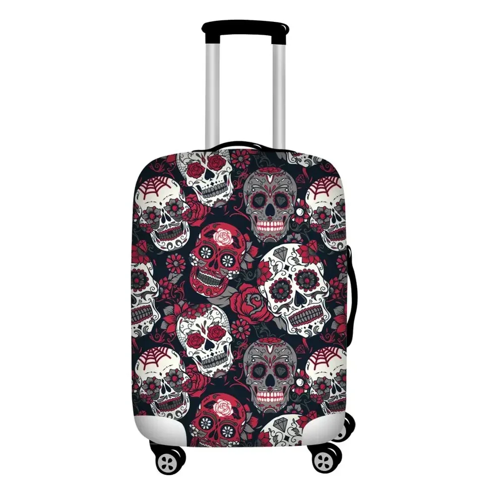 Floral Sugar Skull Print Suitcase Cover Travel Accessories Multicolored SKeleton Ladies Holiday Trolley Luggage Case Cover