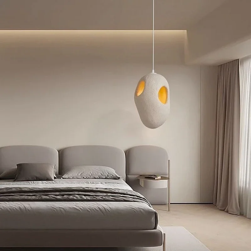 New Style Wabi Sabi Beige Porous Shape Pendant Lamp for Living Room House Bedroom Bedside LED Light Suspension Chandelier Lustre view 4