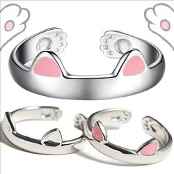 Y2K Cute Cat Paw Print Ring for Women Girls Cat Claw Embrace Tightly Design Open Rings Fashion Party Birthday Finger Rings Gifts