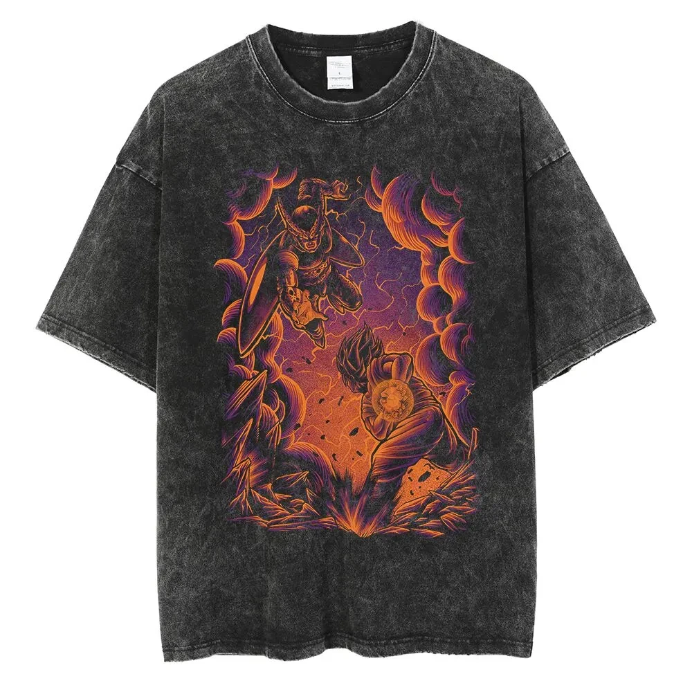 

Anime Dragon Ball Son Goku Harajuku Washed Retro T-shirt Cotton Men Hip Hop Streetwear Oversized Women Short Sleeves Unisex Y2k