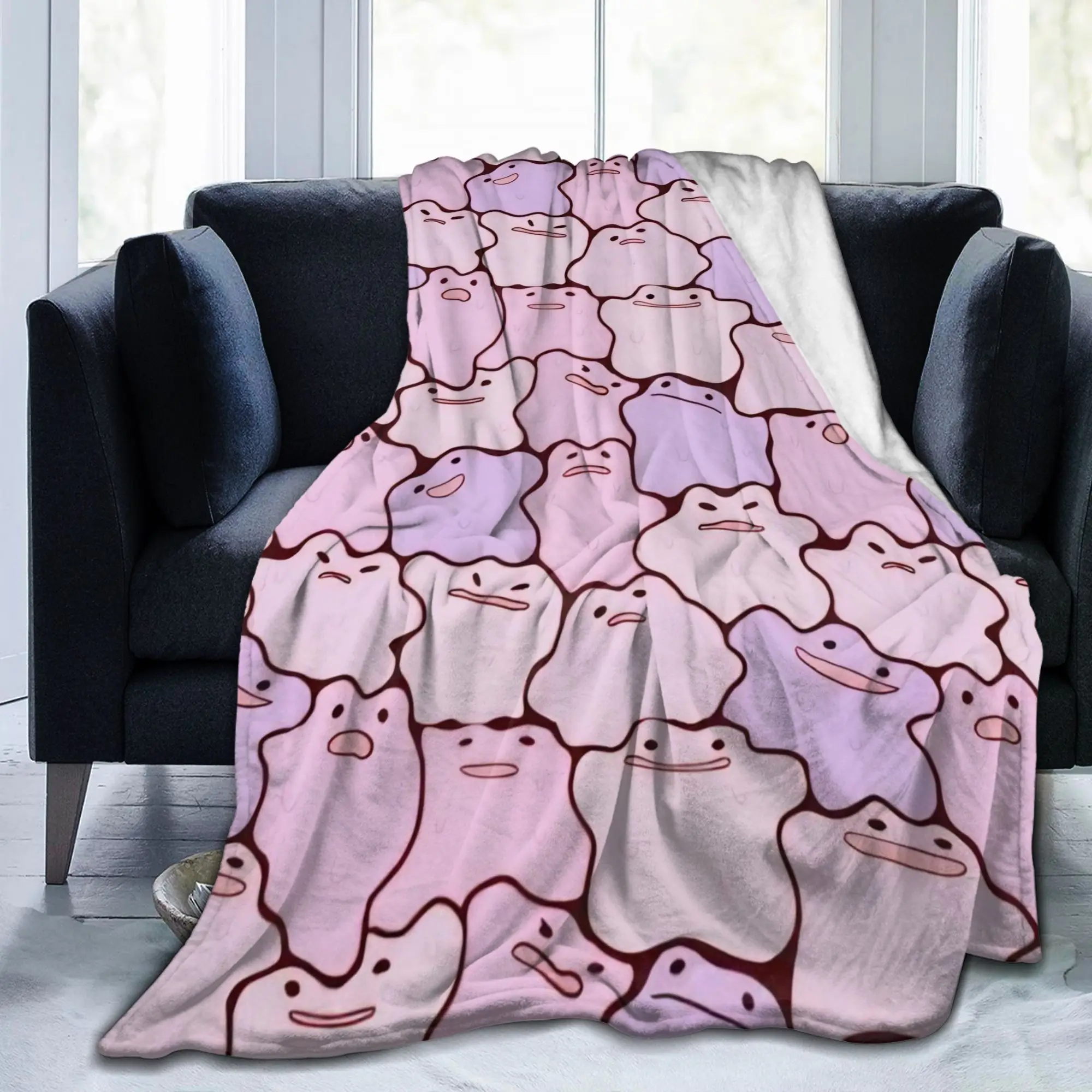 Dittoes Transform Purple blob Knitted Blankets Imposter Cartoon Flannel Throw Blankets Rug Piece Lightweight Gift Multi-function