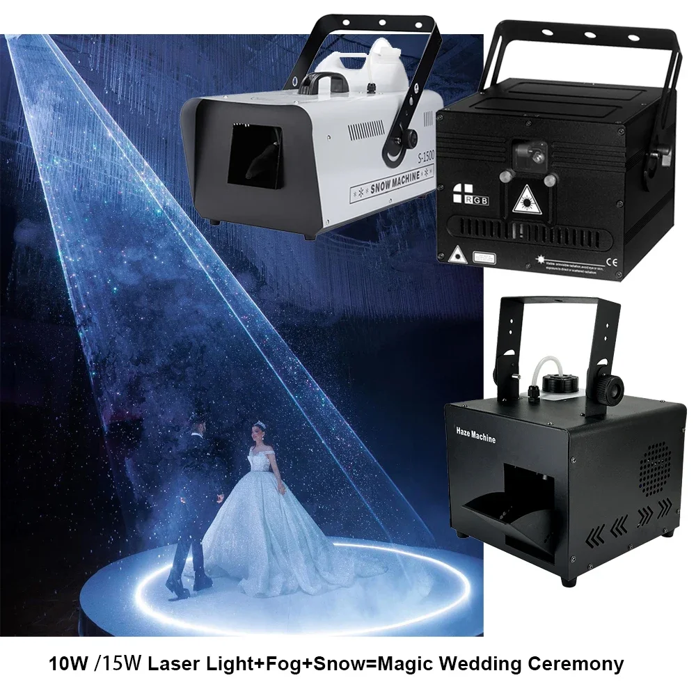 10W 15W 20W  RGB Full Color Laser Lamp 3D Projector Dj Disco Party Stage Christmas Show Beam Wedding First Dance Event Concert