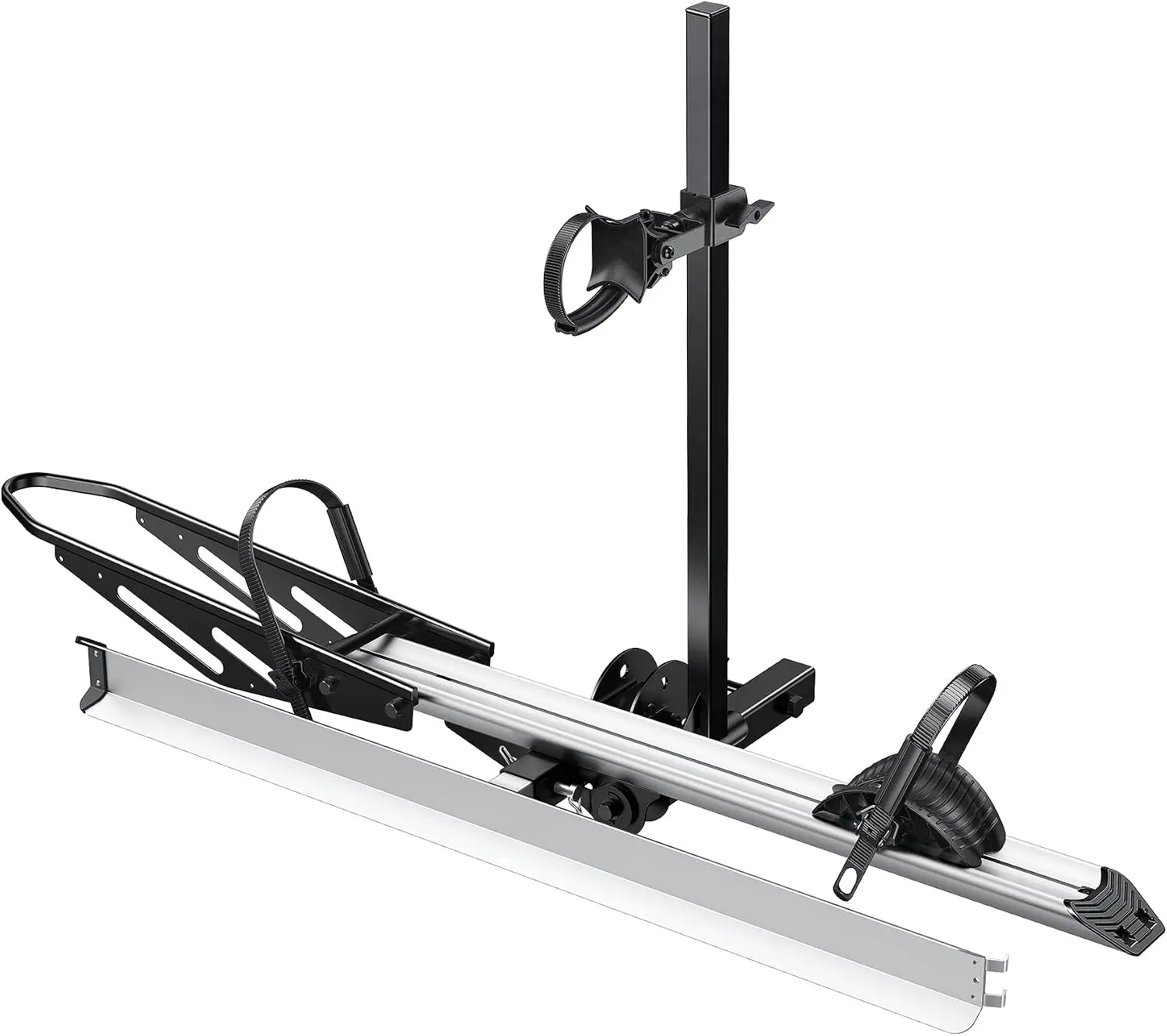 Single 1-Ebike Rack Hitch Mount with Ramp Foldable Bike Carrier 100 lbs. Capacity for Cars SUV Truck Trailer and RV