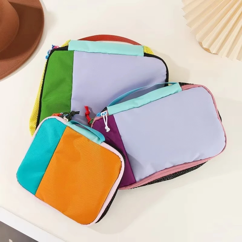 Multicolor Patchwork Travel Toiletry Bag 3PCS Set Waterproof Portable Cosmetic Storage Bags Outdoor Gym Wash Organizer Pouch