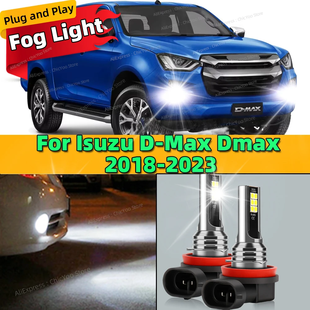 2Pcs 12V 6000K Front Fog Light LED Bulb Accessories Lamp Canbus For Isuzu D-Max Dmax 2018 2019 2020 2021 2022 2023