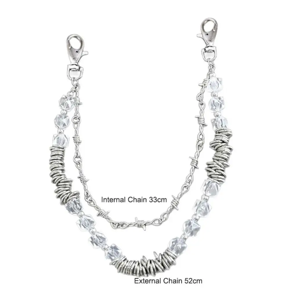 موضة السراويل المعدنية محفظة سلسلة الهيب هوب Y2K بنطلون سلسلة الشرير Harajuku الجينز كيرينغ المفاتيح للنساء رجل #6