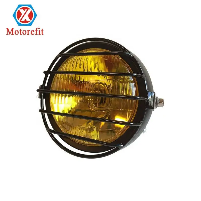 

GM 12V Headlight Retro Motorcycle Black Yellow Lens Motorcycle Headlight Headlight Retro Motorcycle