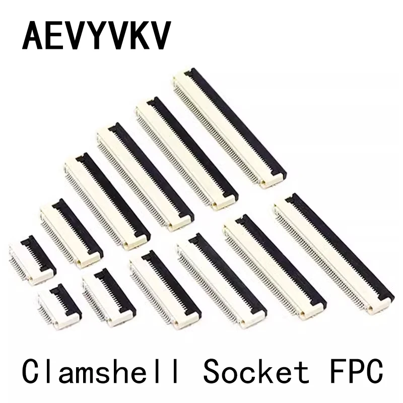 10pcs 0.5mm/1mm Pitch Under Clamshell Socket FPC FFC Flat Cable Connector 4P 5P 6P 8P 10P 12P 14P 16P 20P 22P 24P 30P 34P 40P