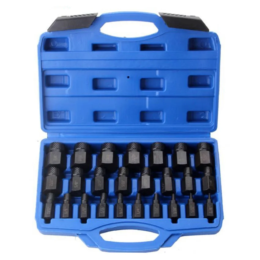 

25Pcs British System Damaged Screw Extractor Set Hex Head Bit Socket Wrench Bolt Remover Tool Kit