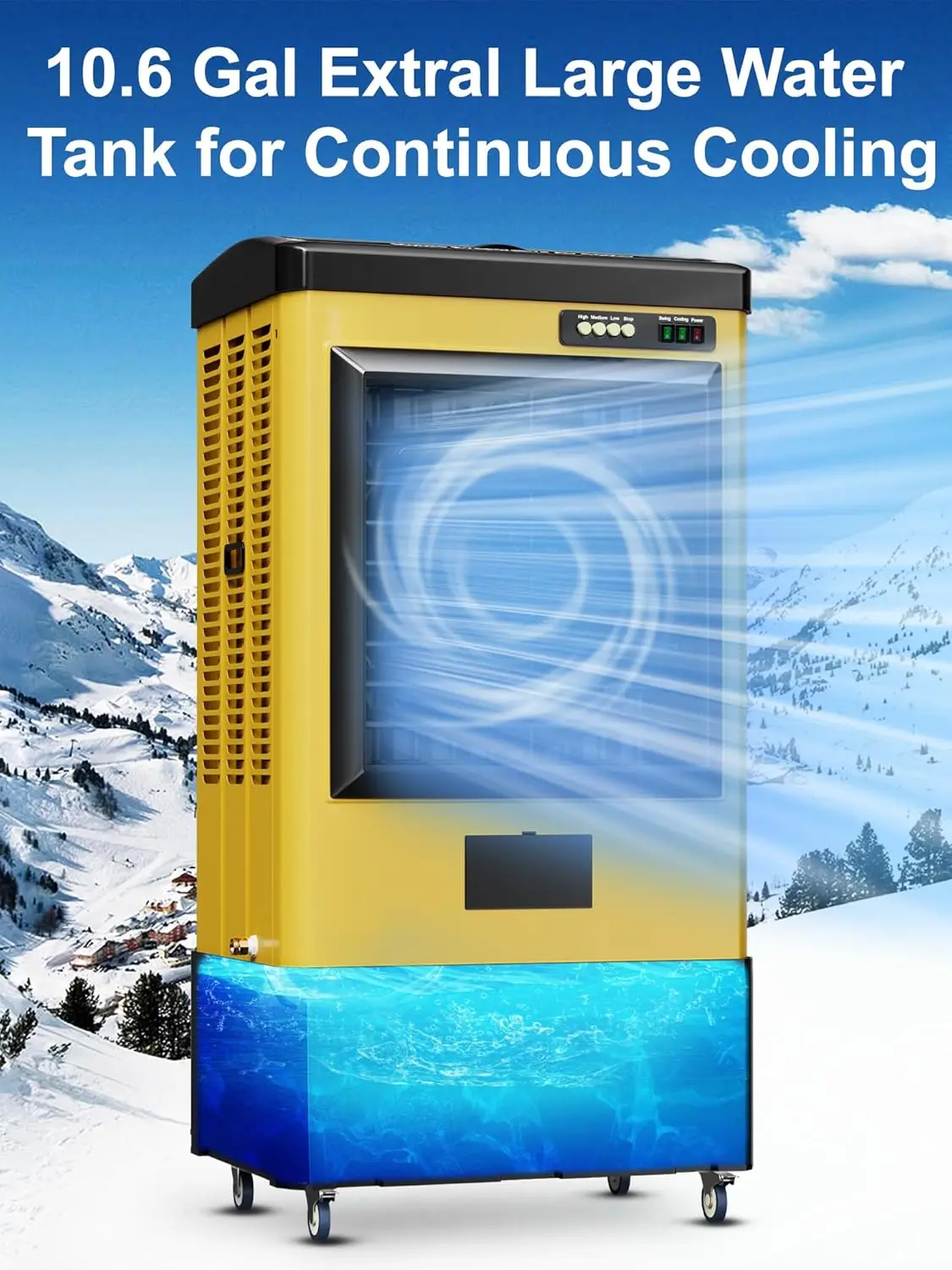 

4800 CFM Swamp Cooler, 40IN Evaporative Air Cooler with 10.6 Gal Water Tank, 3 Speeds, 120°Oscillation, 3 Ice Packs, Outdoor Gar