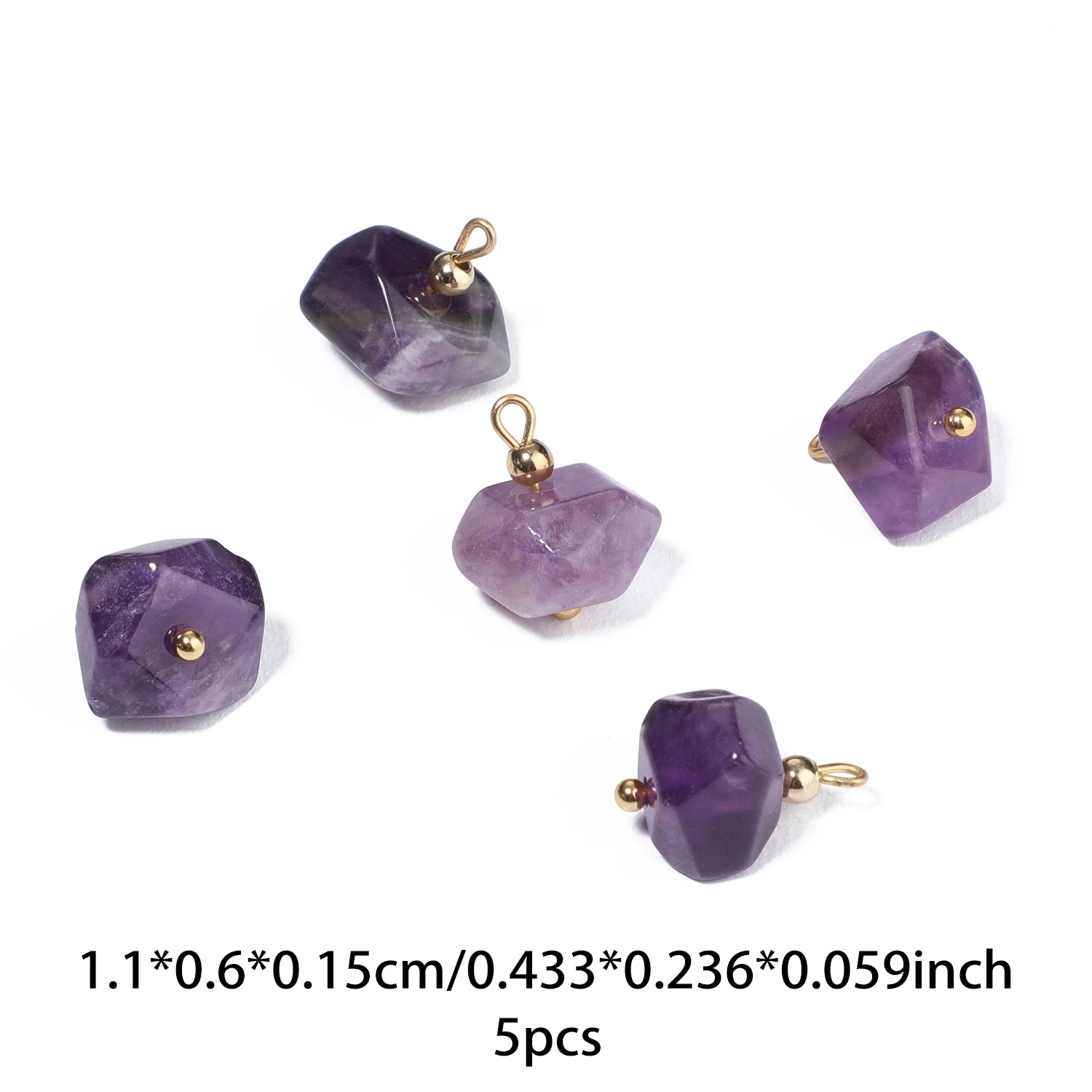 5PCS Natural Stone Polygon Semi-precious Pendant Charms