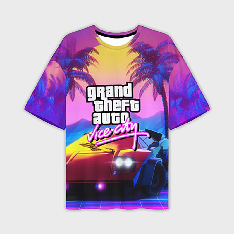 New Game GTA T Shirt Grand Theft Auto Vice City 3D Print Streetwear Men Woman Fashion Oversized T-Shirts Kids Tees Tops Clothing