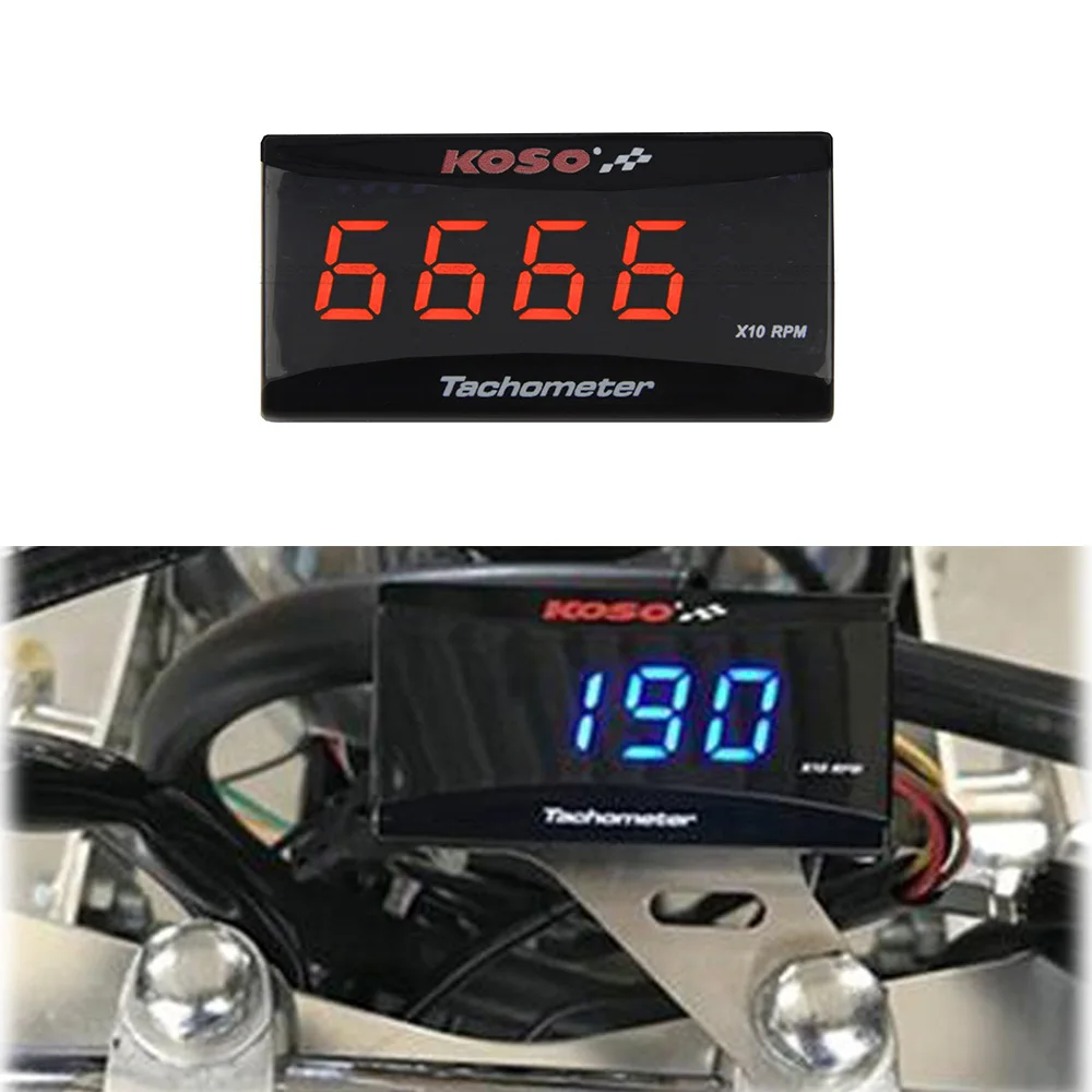 KOSO Speedometer Motorcycle RPM Meter LCD Digital Display Engine Tach Meter Tachometer Waterproof Accessories For Suzuki GN 125