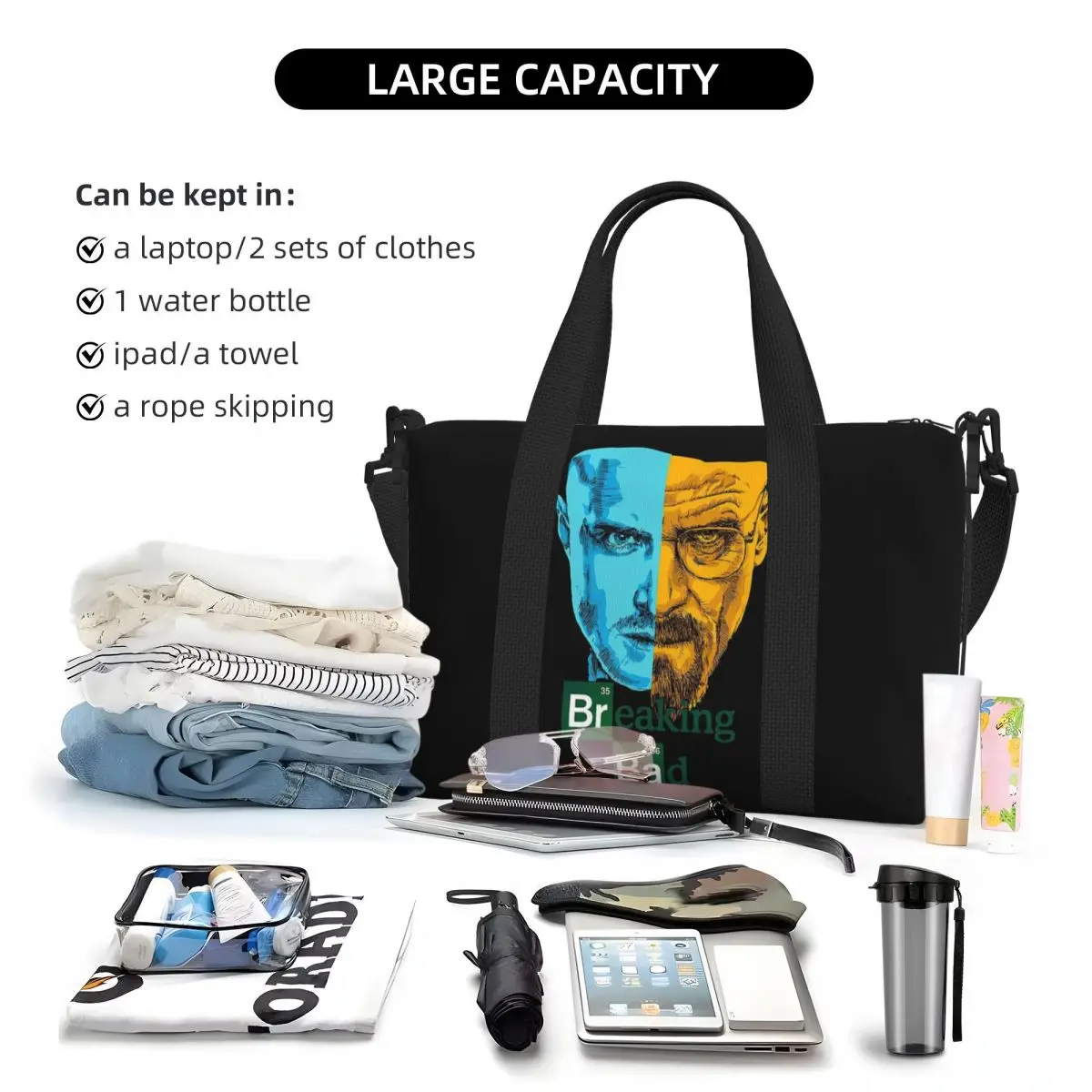 Custom Tote Bag Women Large Capacity Gym Beach Shoulder Travel Bag
