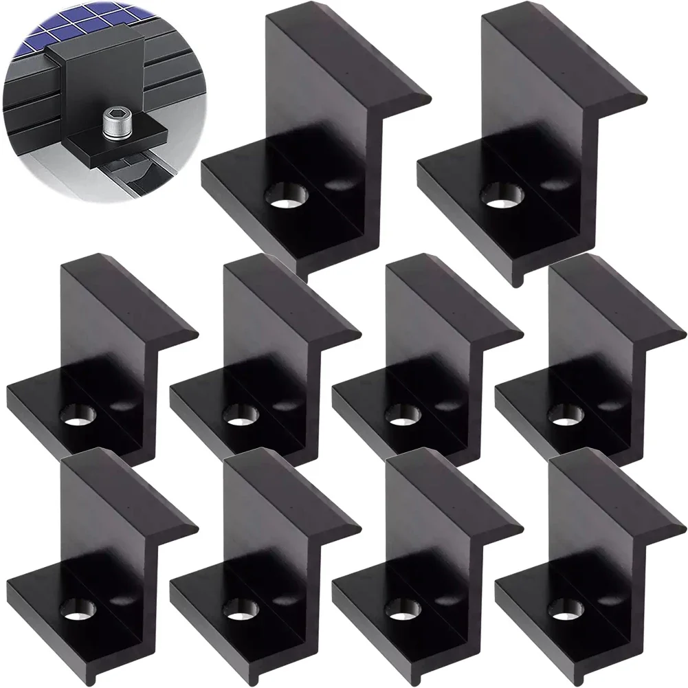 10pcs PV Solar Panel Mount End Clamp Aluminum Alloy For 30mm Frame Corrosion Resistance PV Solar End Clamps Solar Power Parts